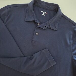 UNTUCKit Mens Large Navy Blue Long Sleeve Collared Polo Shirt 100%‎ Cotton